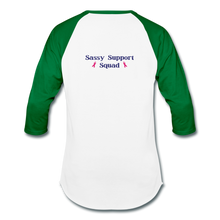 Load image into Gallery viewer, Support Squad Baseball T-Shirt - white/kelly green
